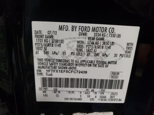 Photo 9 VIN: 1FTFX1EF5CFC72439 - FORD F150 SUPER 