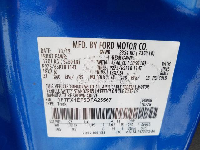 Photo 9 VIN: 1FTFX1EF5DFA25567 - FORD F150 SUPER 