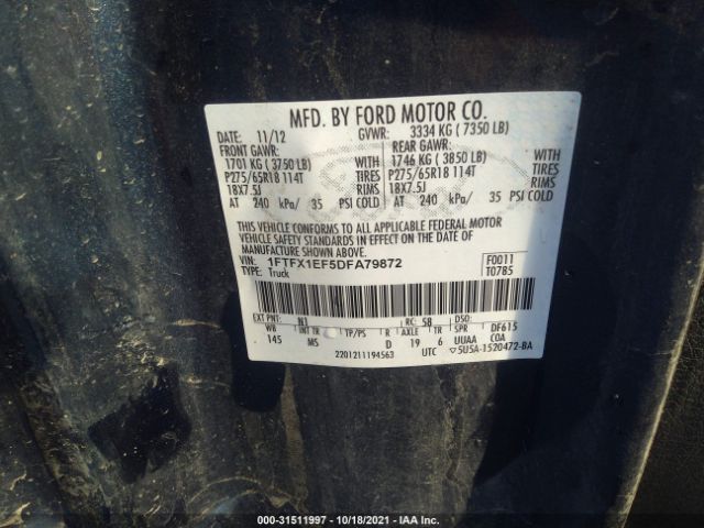 Photo 8 VIN: 1FTFX1EF5DFA79872 - FORD F-150 