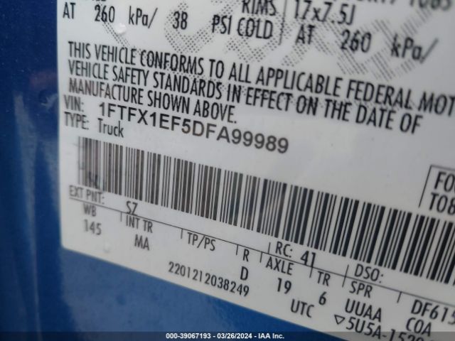 Photo 8 VIN: 1FTFX1EF5DFA99989 - FORD F-150 