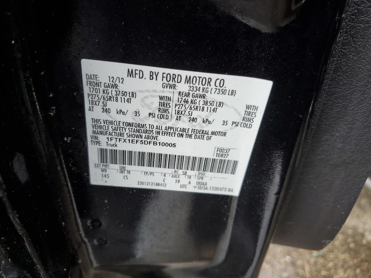 Photo 11 VIN: 1FTFX1EF5DFB10005 - FORD F-150 