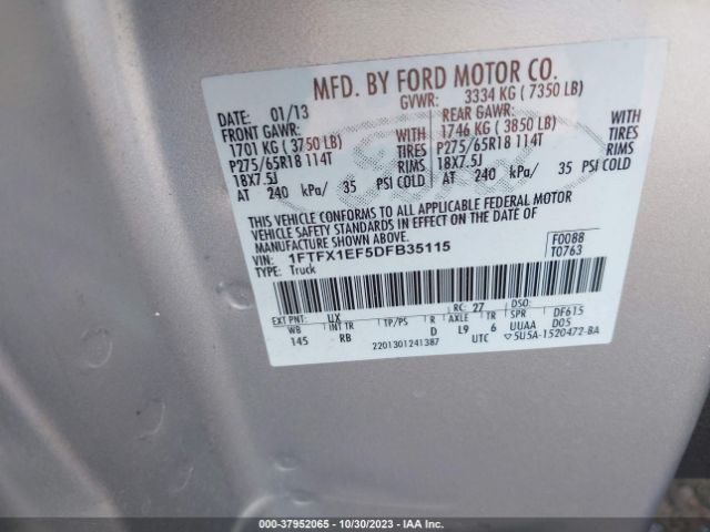 Photo 8 VIN: 1FTFX1EF5DFB35115 - FORD F-150 