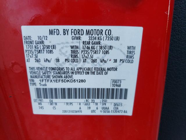 Photo 9 VIN: 1FTFX1EF5DKD51280 - FORD F150 SUPER 