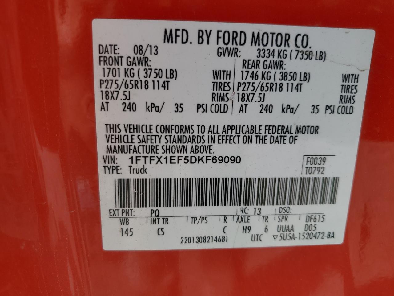 Photo 11 VIN: 1FTFX1EF5DKF69090 - FORD F-150 