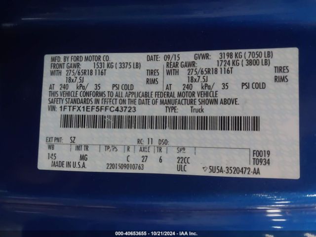 Photo 8 VIN: 1FTFX1EF5FFC43723 - FORD F-150 