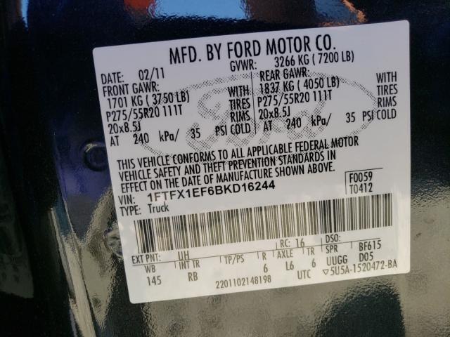 Photo 9 VIN: 1FTFX1EF6BKD16244 - FORD F150 SUPER 