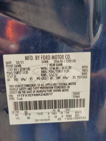 Photo 11 VIN: 1FTFX1EF6BKD42617 - FORD F150 SUPER 