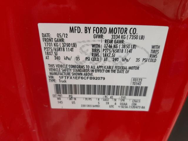 Photo 11 VIN: 1FTFX1EF6CFB92079 - FORD F150 SUPER 