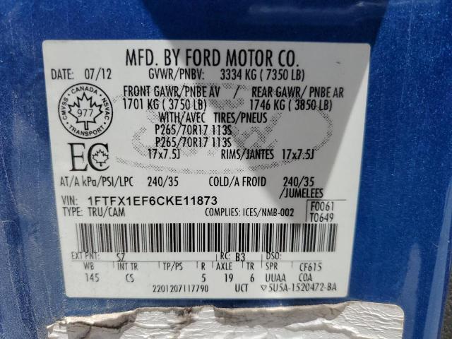 Photo 11 VIN: 1FTFX1EF6CKE11873 - FORD F-150 