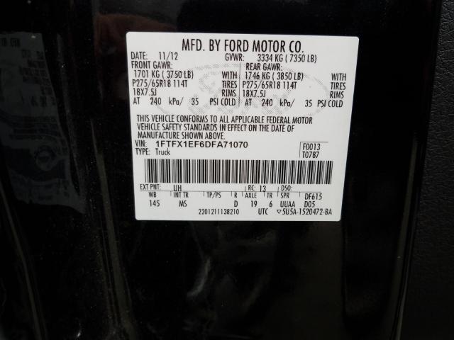 Photo 9 VIN: 1FTFX1EF6DFA71070 - FORD F150 SUPER 