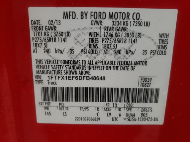 Photo 9 VIN: 1FTFX1EF6DFB48648 - FORD F150 SUPER 