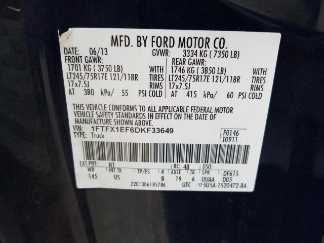 Photo 9 VIN: 1FTFX1EF6DKF33649 - FORD F150 SUPER 