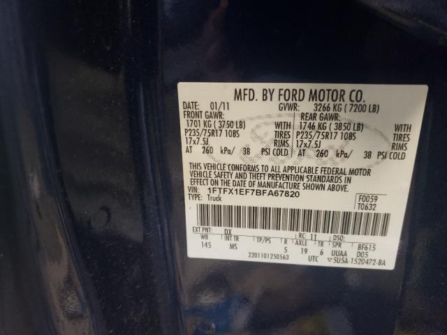 Photo 9 VIN: 1FTFX1EF7BFA67820 - FORD F150 SUPER 