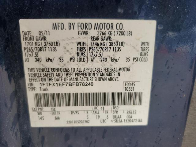 Photo 12 VIN: 1FTFX1EF7BFB78240 - FORD F150 SUPER 