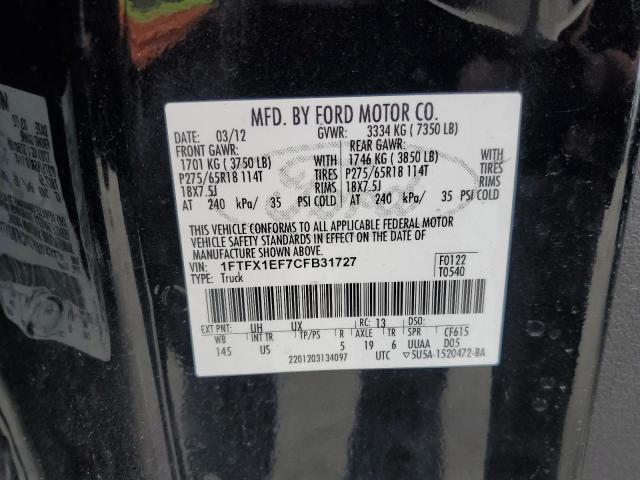 Photo 11 VIN: 1FTFX1EF7CFB31727 - FORD F150 SUPER 