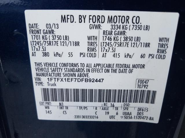 Photo 9 VIN: 1FTFX1EF7DFB92447 - FORD F150 SUPER 