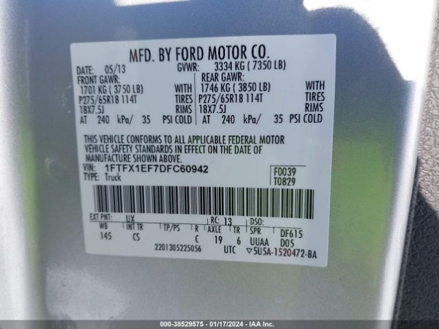 Photo 8 VIN: 1FTFX1EF7DFC60942 - FORD F-150 