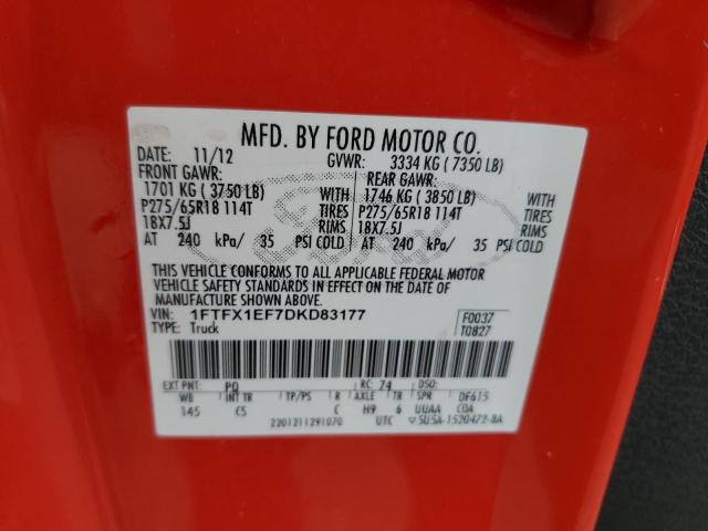 Photo 11 VIN: 1FTFX1EF7DKD83177 - FORD F150 SUPER 