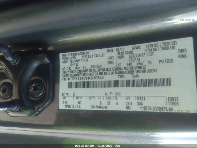 Photo 8 VIN: 1FTFX1EF7FKD30644 - FORD F-150 