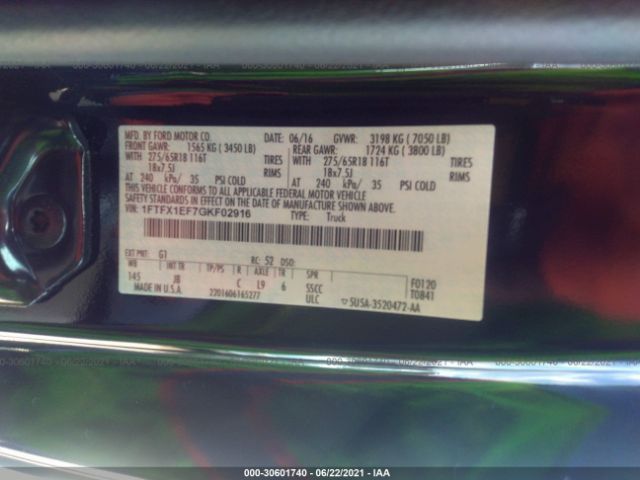 Photo 8 VIN: 1FTFX1EF7GKF02916 - FORD F-150 