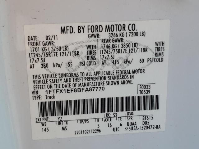 Photo 9 VIN: 1FTFX1EF8BFA87770 - FORD F150 SUPER 