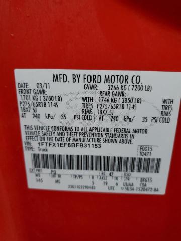 Photo 11 VIN: 1FTFX1EF8BFB31153 - FORD F-150 