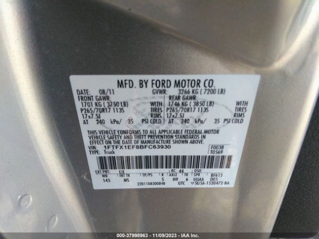 Photo 8 VIN: 1FTFX1EF8BFC63930 - FORD F-150 