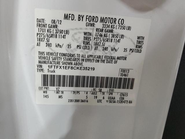 Photo 11 VIN: 1FTFX1EF8CKE35219 - FORD F150 SUPER 