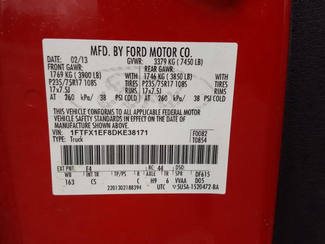 Photo 9 VIN: 1FTFX1EF8DKE38171 - FORD F150 SUPER 