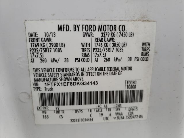 Photo 9 VIN: 1FTFX1EF8DKG34143 - FORD F150 SUPER 