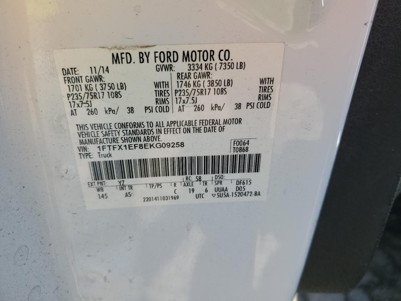 Photo 11 VIN: 1FTFX1EF8EKG09258 - FORD F-150 