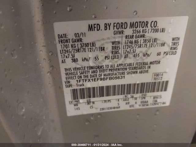 Photo 8 VIN: 1FTFX1EF9BFB05631 - FORD F-150 