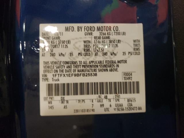 Photo 11 VIN: 1FTFX1EF9BFB25538 - FORD F-150 