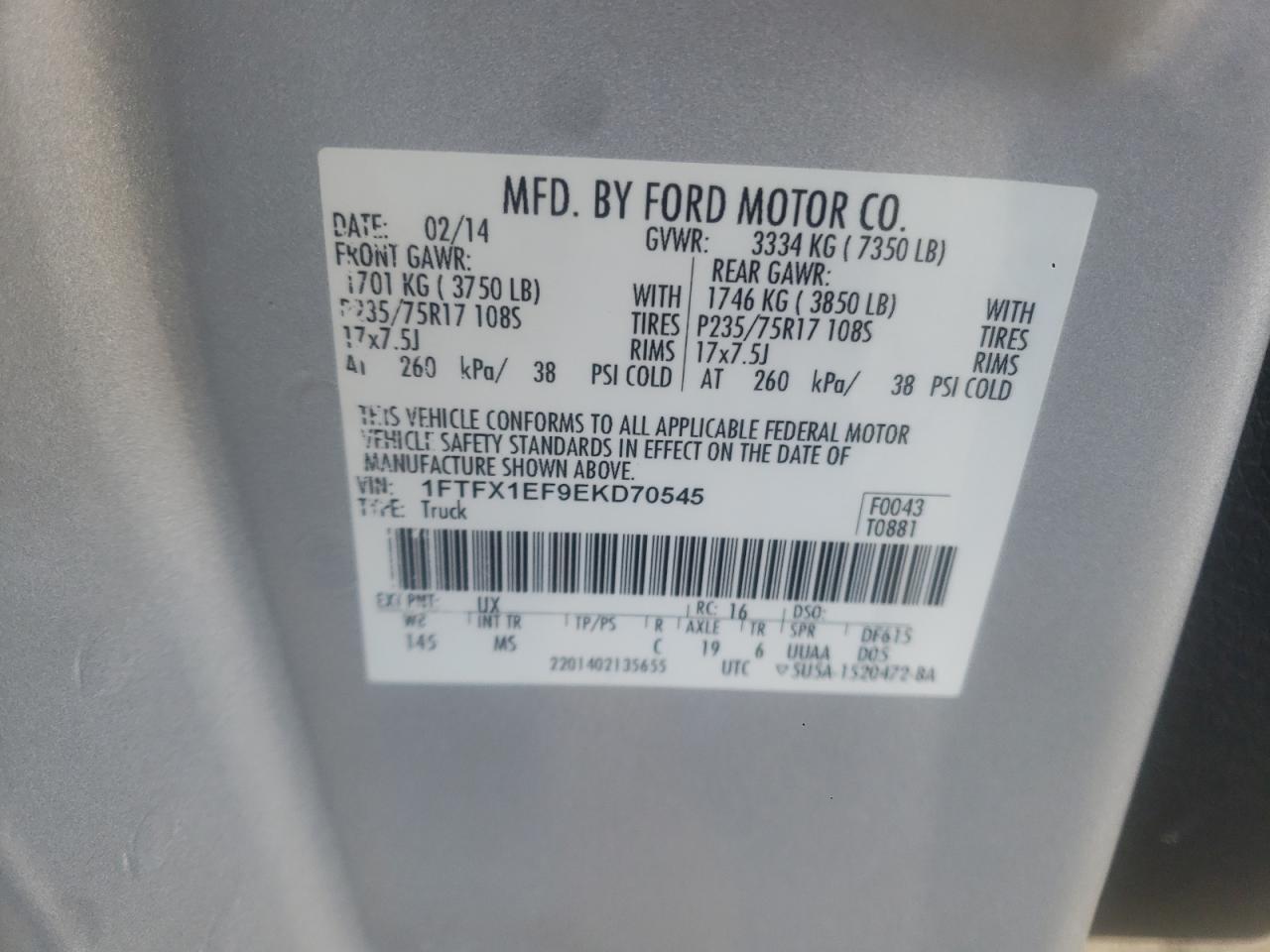 Photo 11 VIN: 1FTFX1EF9EKD70545 - FORD F-150 