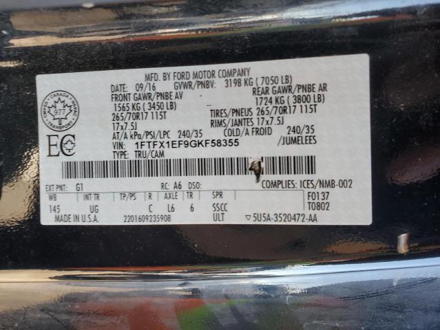 Photo 11 VIN: 1FTFX1EF9GKF58355 - FORD F-150 