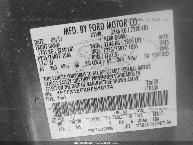 Photo 8 VIN: 1FTFX1EFXBFB10174 - FORD F-150 