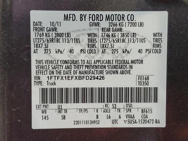 Photo 11 VIN: 1FTFX1EFXBFD29426 - FORD F150 