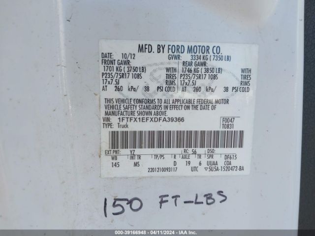 Photo 8 VIN: 1FTFX1EFXDFA39366 - FORD F150 