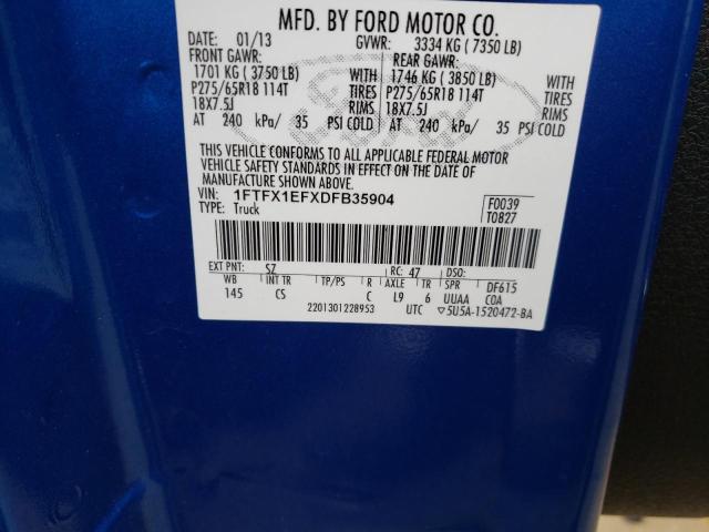 Photo 9 VIN: 1FTFX1EFXDFB35904 - FORD F150 SUPER 