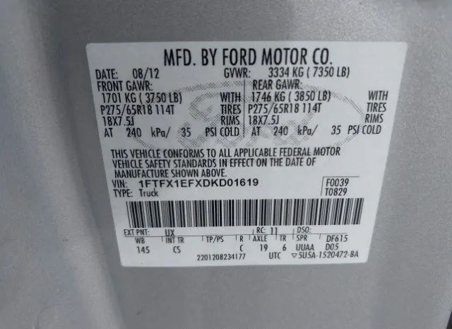 Photo 8 VIN: 1FTFX1EFXDKD01619 - FORD F-150 