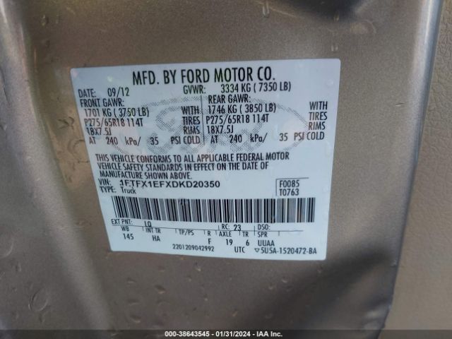 Photo 8 VIN: 1FTFX1EFXDKD20350 - FORD F-150 