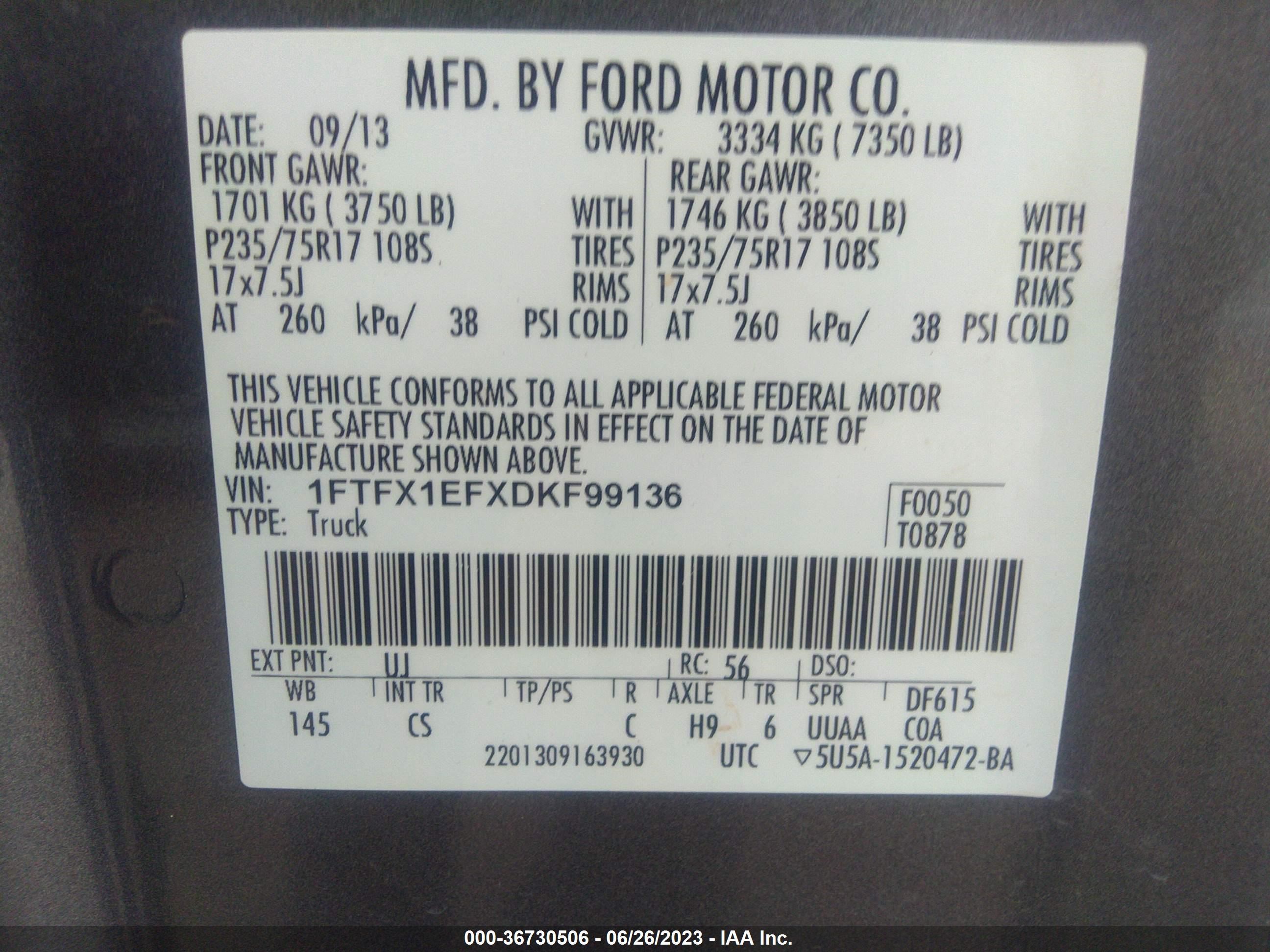 Photo 8 VIN: 1FTFX1EFXDKF99136 - FORD F-150 