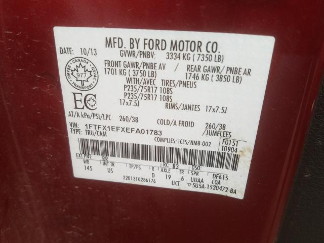 Photo 9 VIN: 1FTFX1EFXEFA01783 - FORD F150 SUPER 