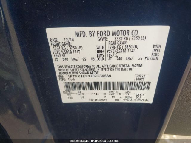 Photo 8 VIN: 1FTFX1EFXEKG39569 - FORD F-150 