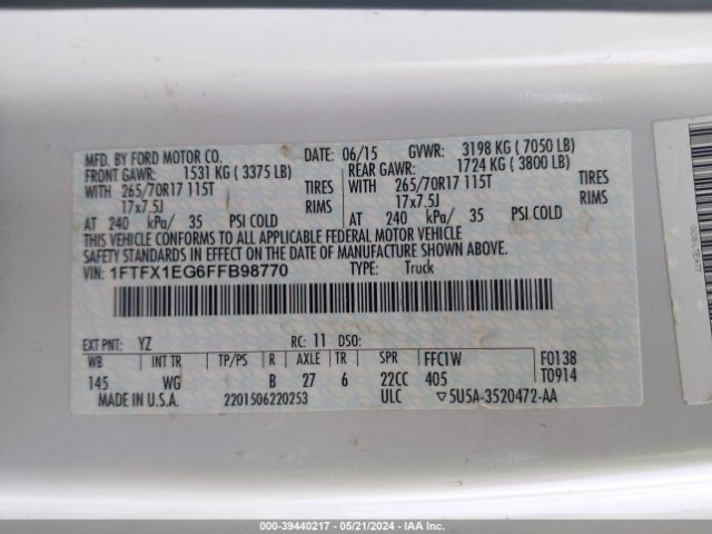 Photo 8 VIN: 1FTFX1EG6FFB98770 - FORD F150 