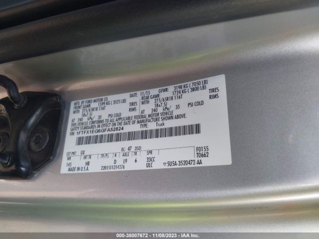 Photo 8 VIN: 1FTFX1EG6GFA52824 - FORD F-150 