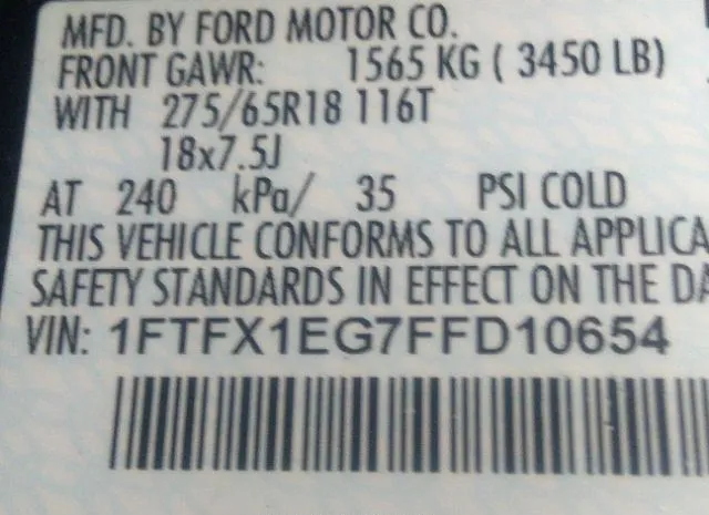 Photo 8 VIN: 1FTFX1EG7FFD10654 - FORD F-150 