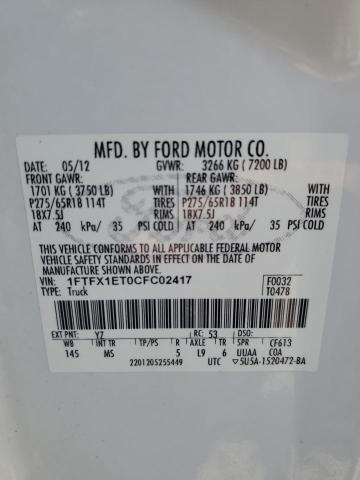 Photo 11 VIN: 1FTFX1ET0CFC02417 - FORD F150 SUPER 