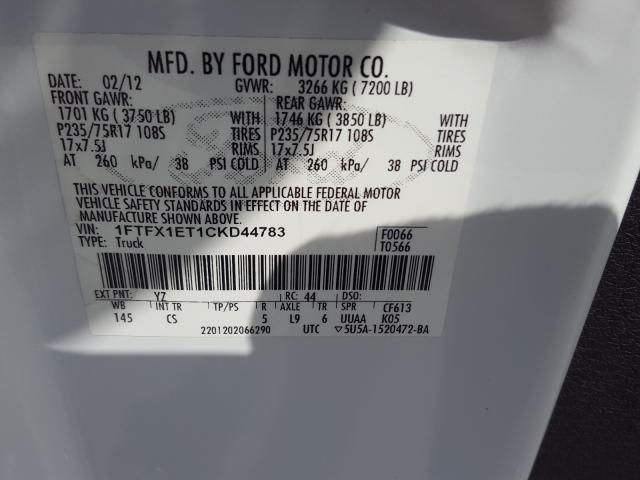 Photo 9 VIN: 1FTFX1ET1CKD44783 - FORD F150 SUPER 