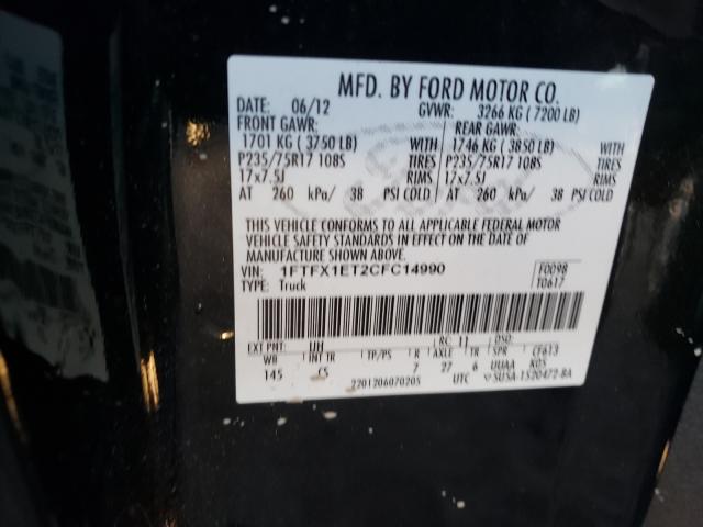 Photo 9 VIN: 1FTFX1ET2CFC14990 - FORD F150 SUPER 